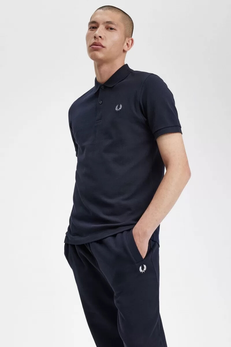 fred perry m3 herrenhemd marineblau aqua
