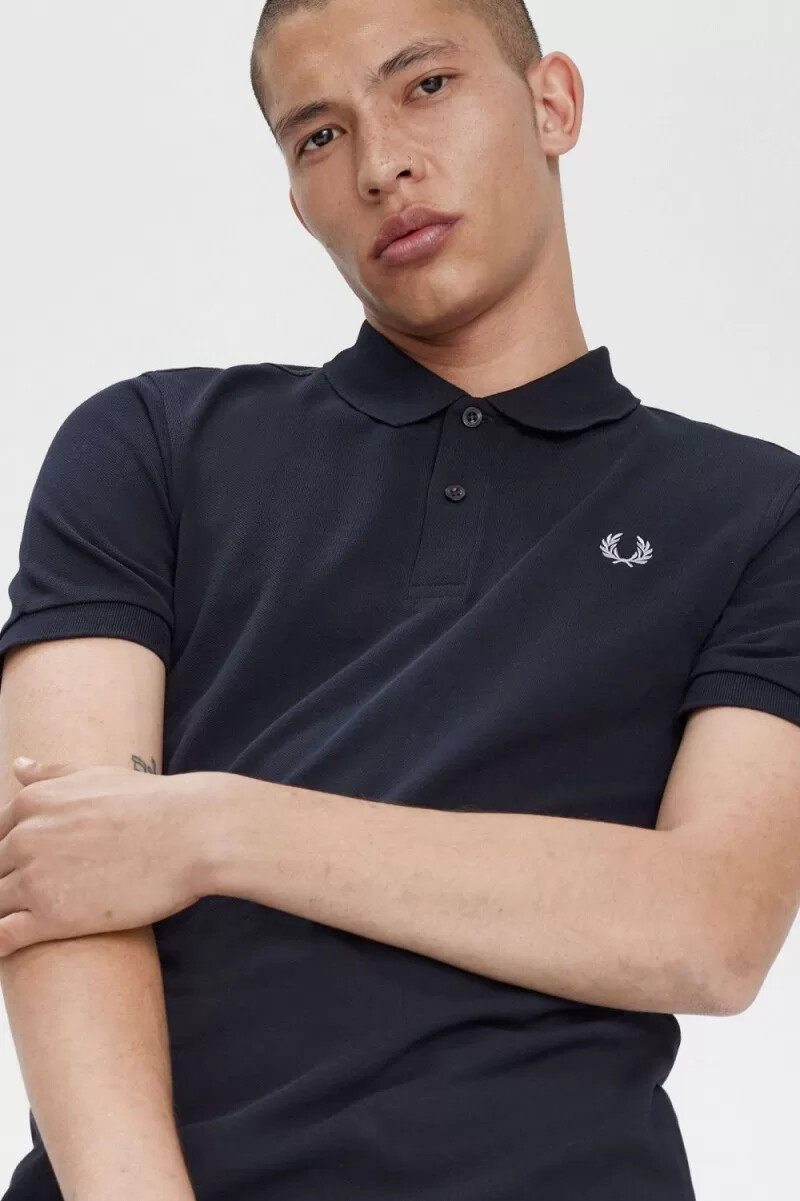 fred perry m3 herrenhemd marineblau aqua