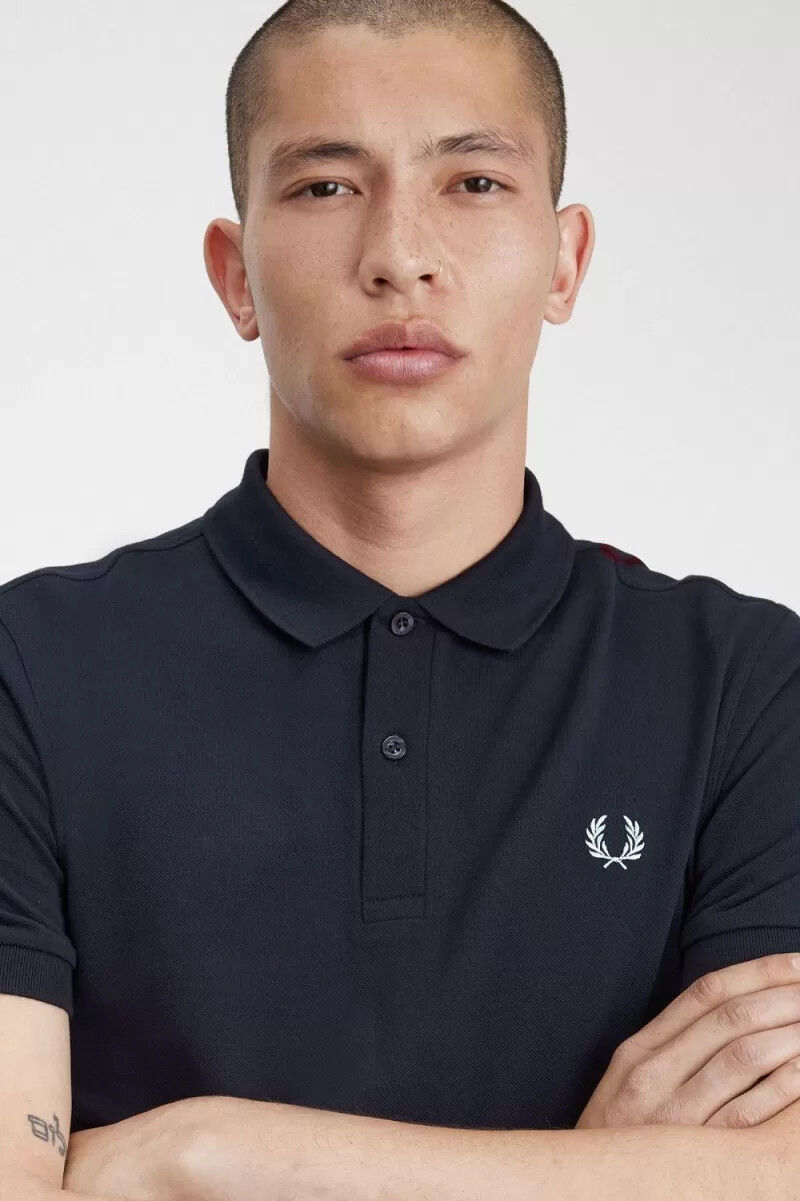 fred perry m3 herrenhemd marineblau aqua