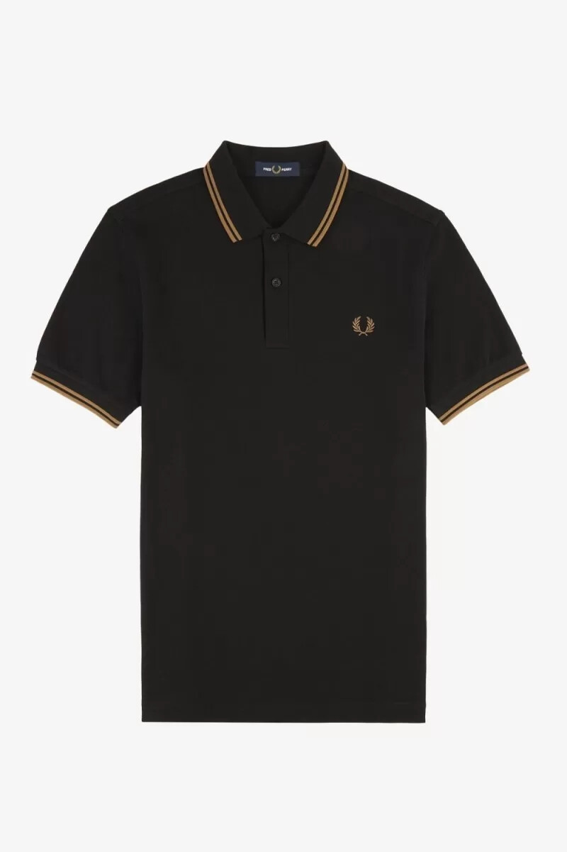 fred perry m3600 herrenhemd schwarz braun