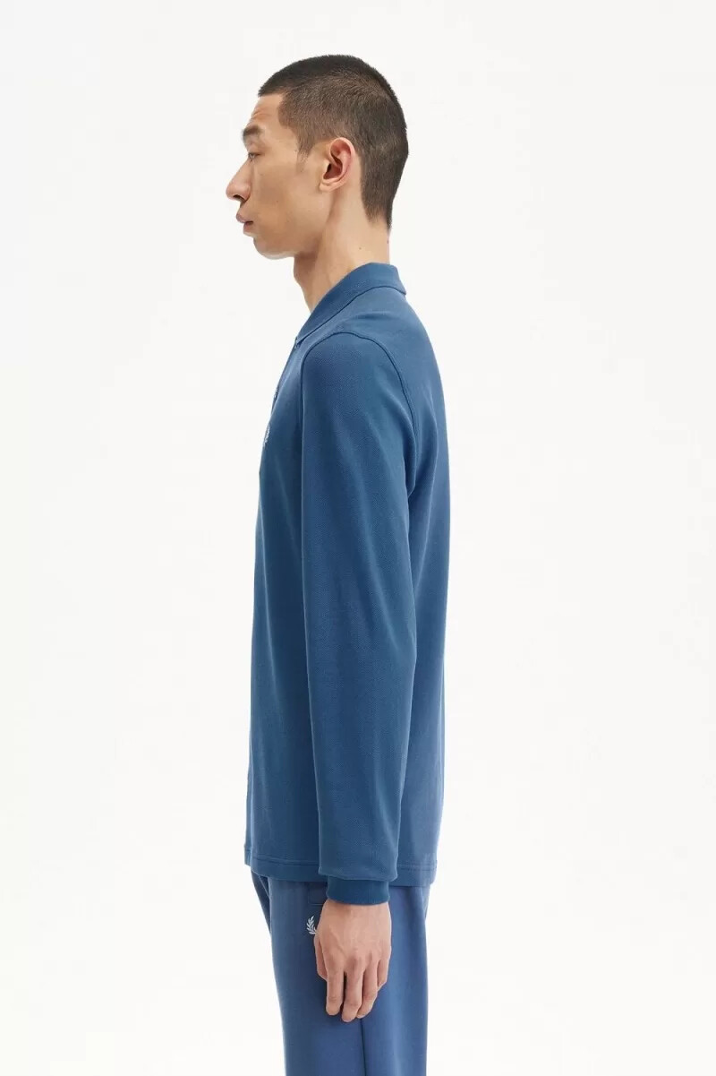 fred perry m6006 herrenhemd mitternachtsblau hellblau