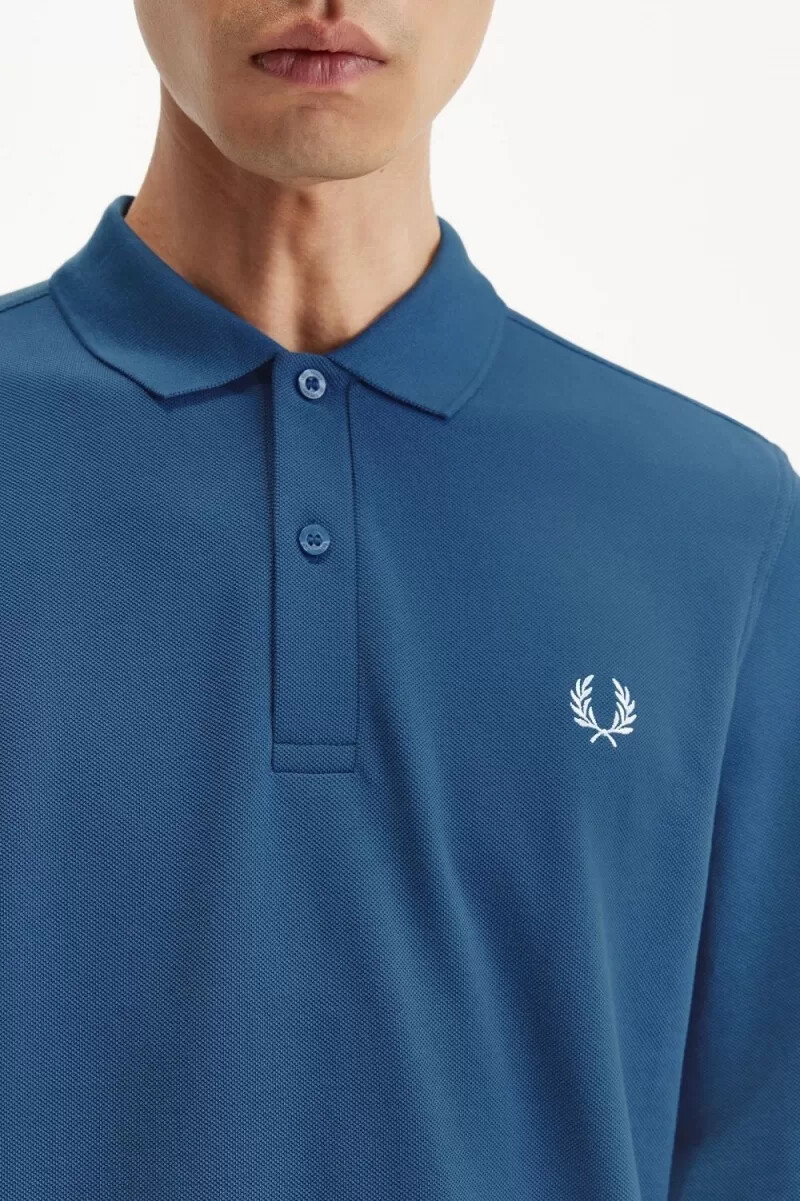 fred perry m6006 herrenhemd mitternachtsblau hellblau