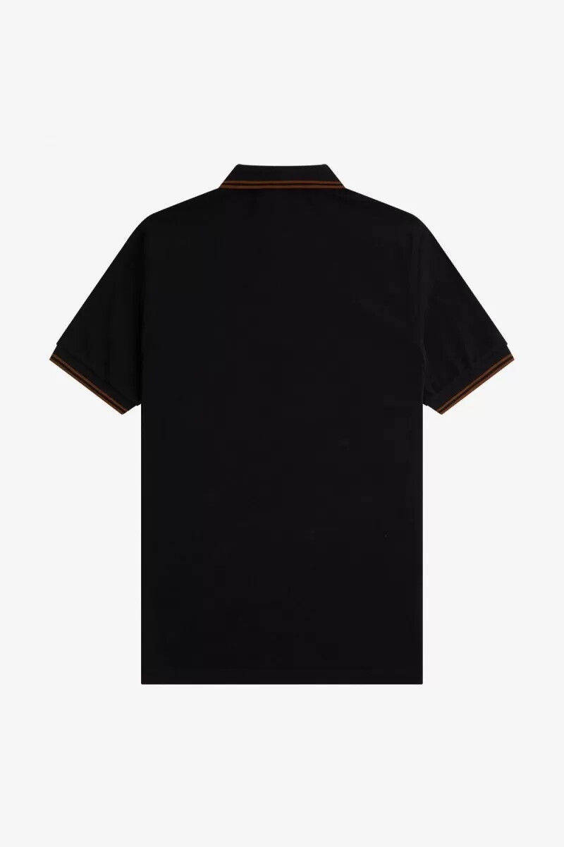 fred perry m3600 herrenhemd schwarz whisky braun