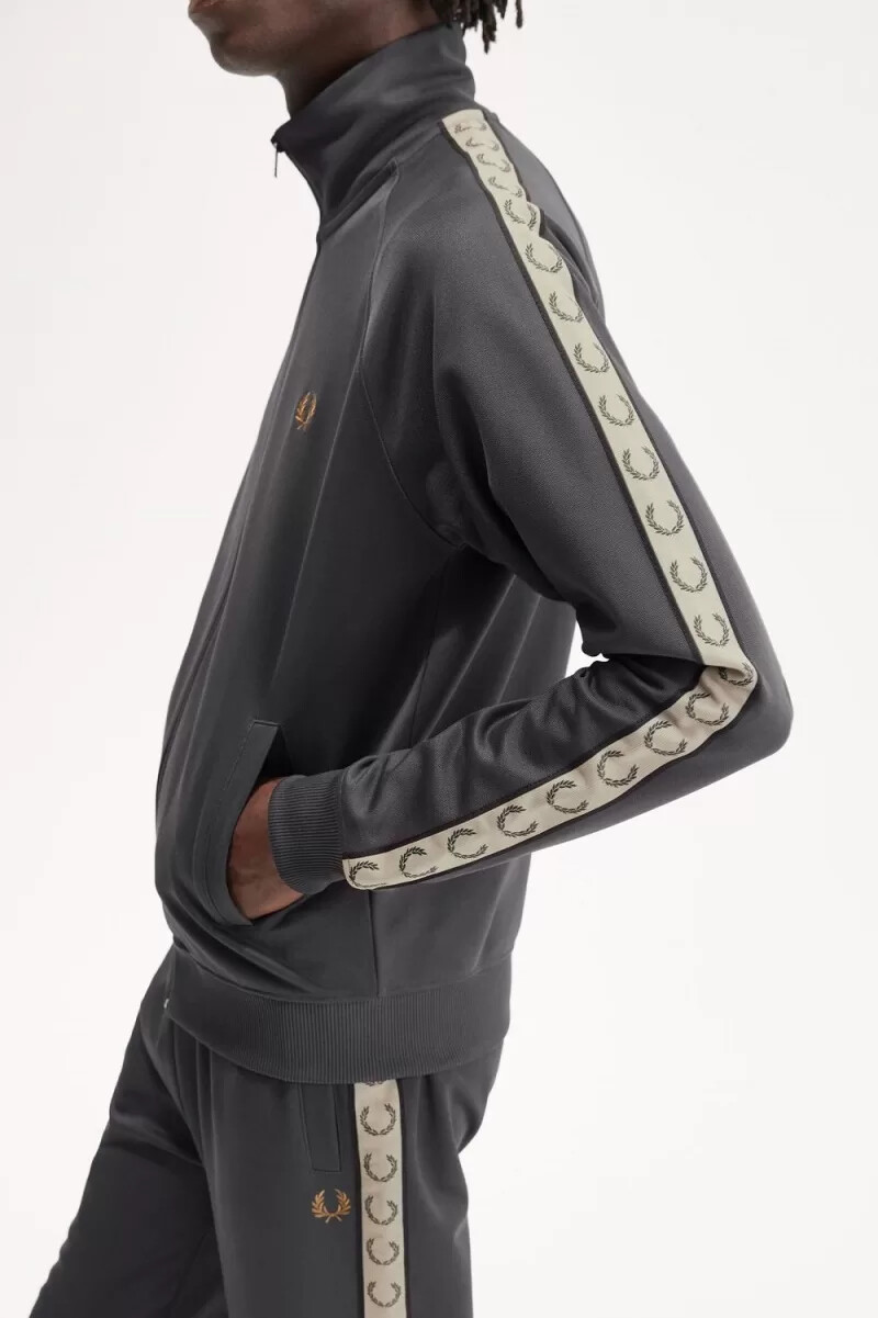 fred perry herren-trainingshose mit kontrastband anchor grey black