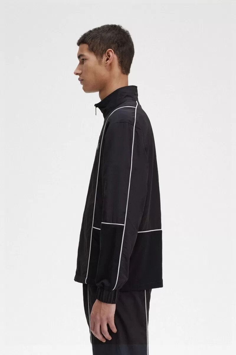 fred perry herrenjacken mit paspelierung schwarz
