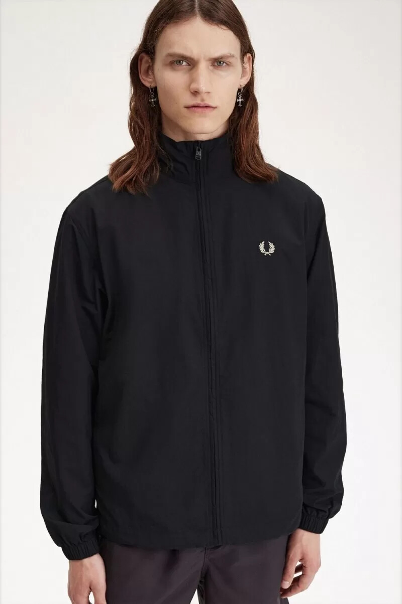 fred perry herren-trainingsjacke aus gewebtem stoff schwarz
