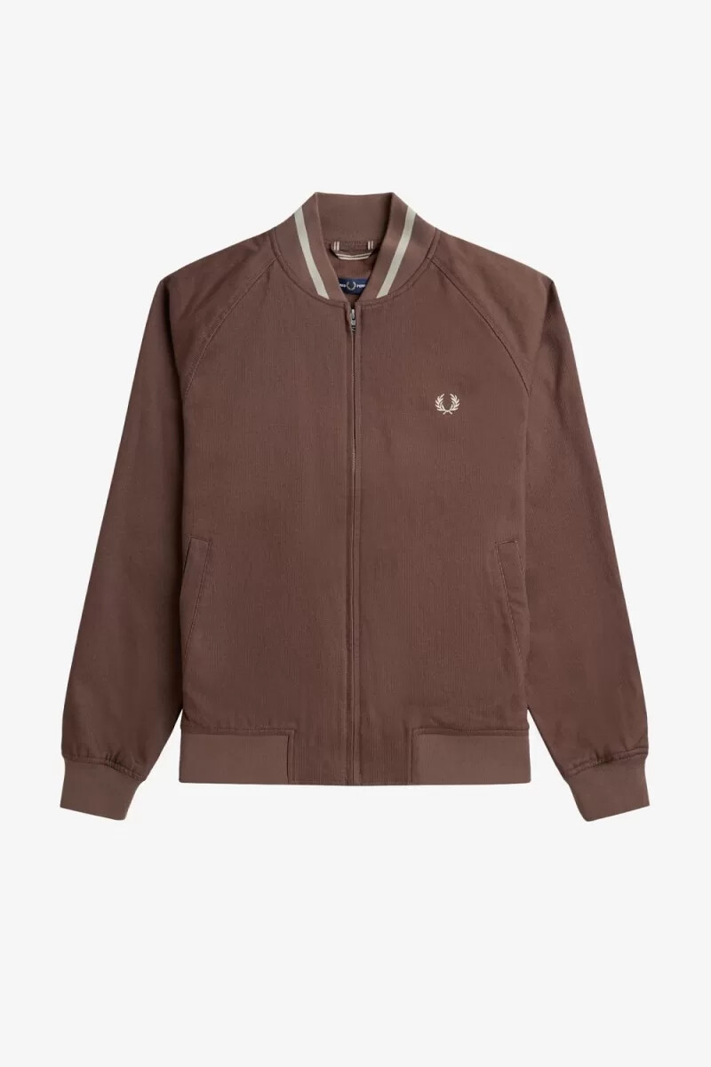 fred perry cord-tennisbomberjacke für herren dunkelrot