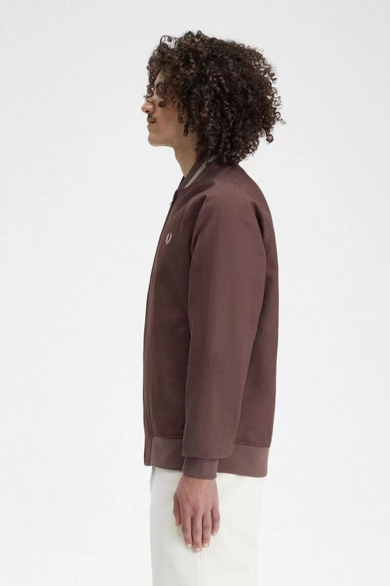 fred perry cord-tennisbomberjacke für herren dunkelrot
