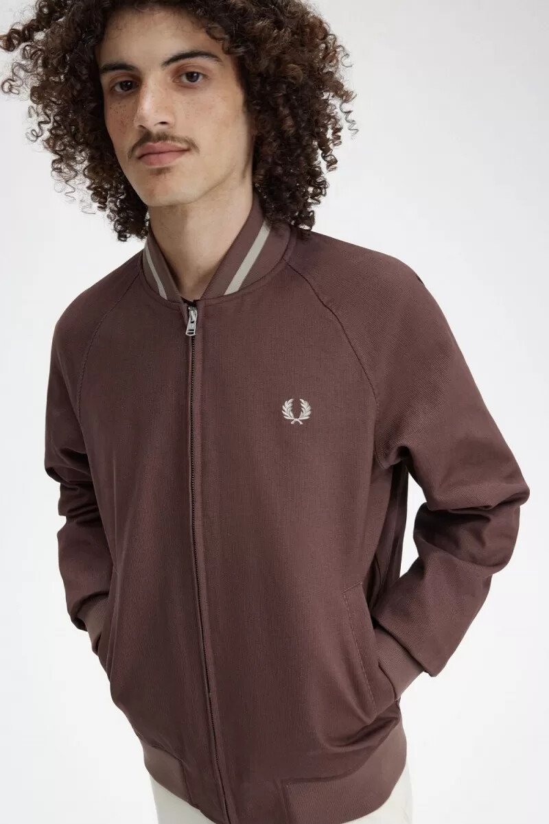 fred perry cord-tennisbomberjacke für herren dunkelrot