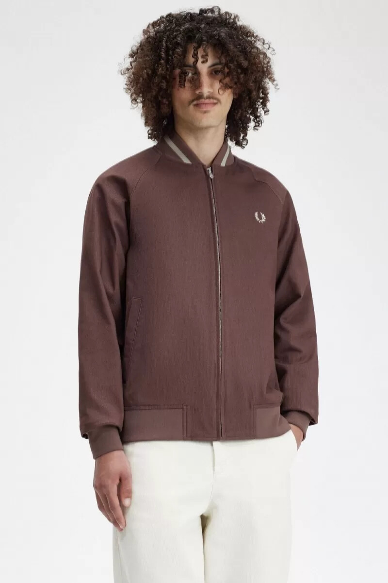 fred perry cord-tennisbomberjacke für herren dunkelrot