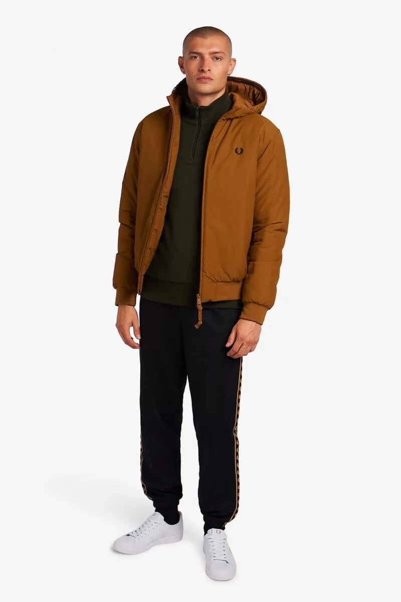 fred perry wattierte kapuzenjacke brentham für herren dunkelbraun