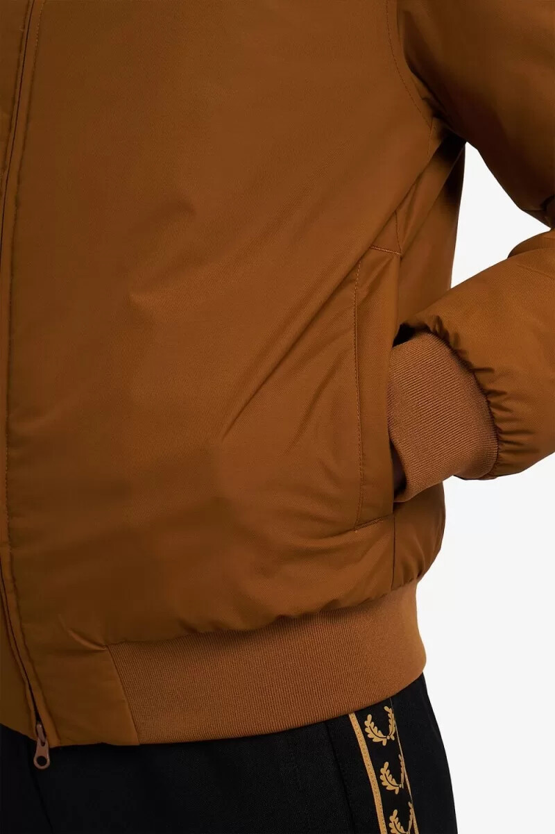 fred perry wattierte kapuzenjacke brentham für herren dunkelbraun