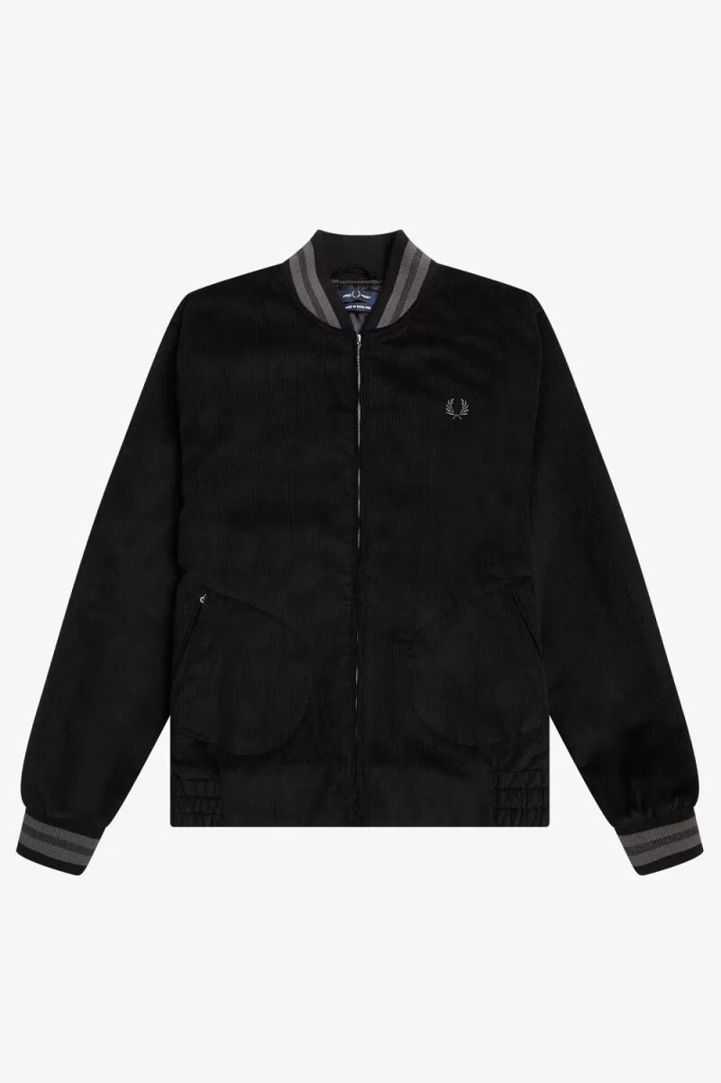 fred perry needlecord tennis bomberjacke für herren schwarz