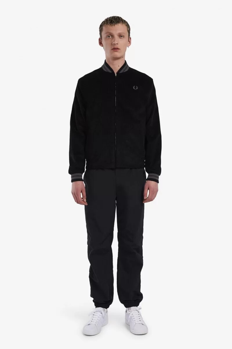 fred perry needlecord tennis bomberjacke für herren schwarz