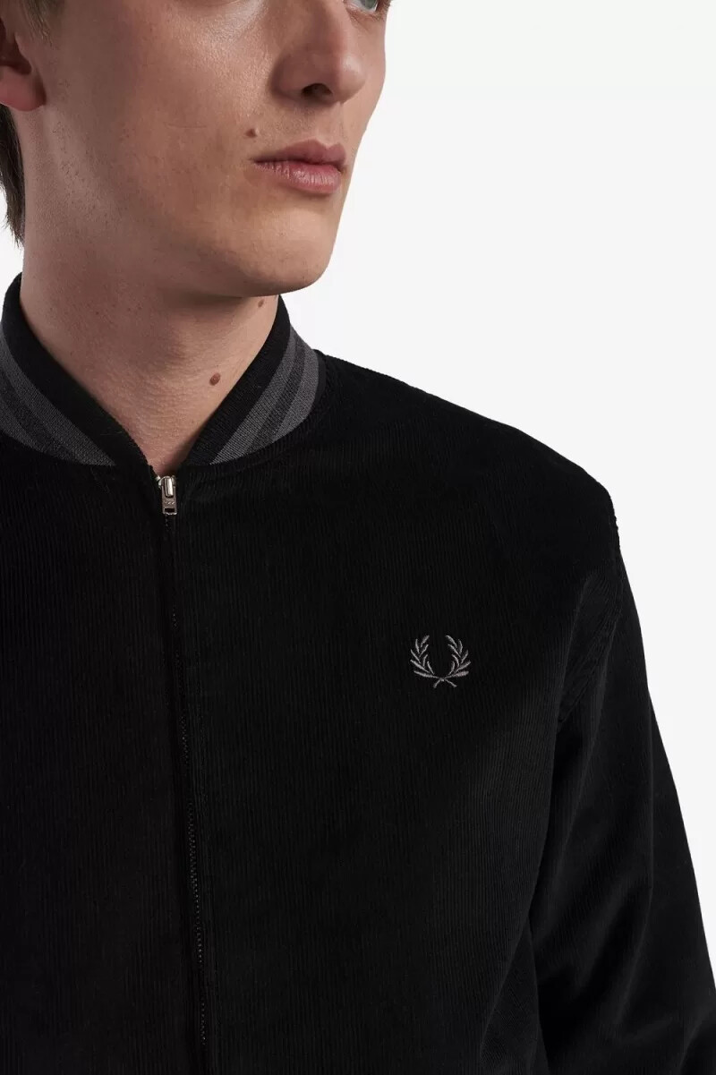 fred perry needlecord tennis bomberjacke für herren schwarz