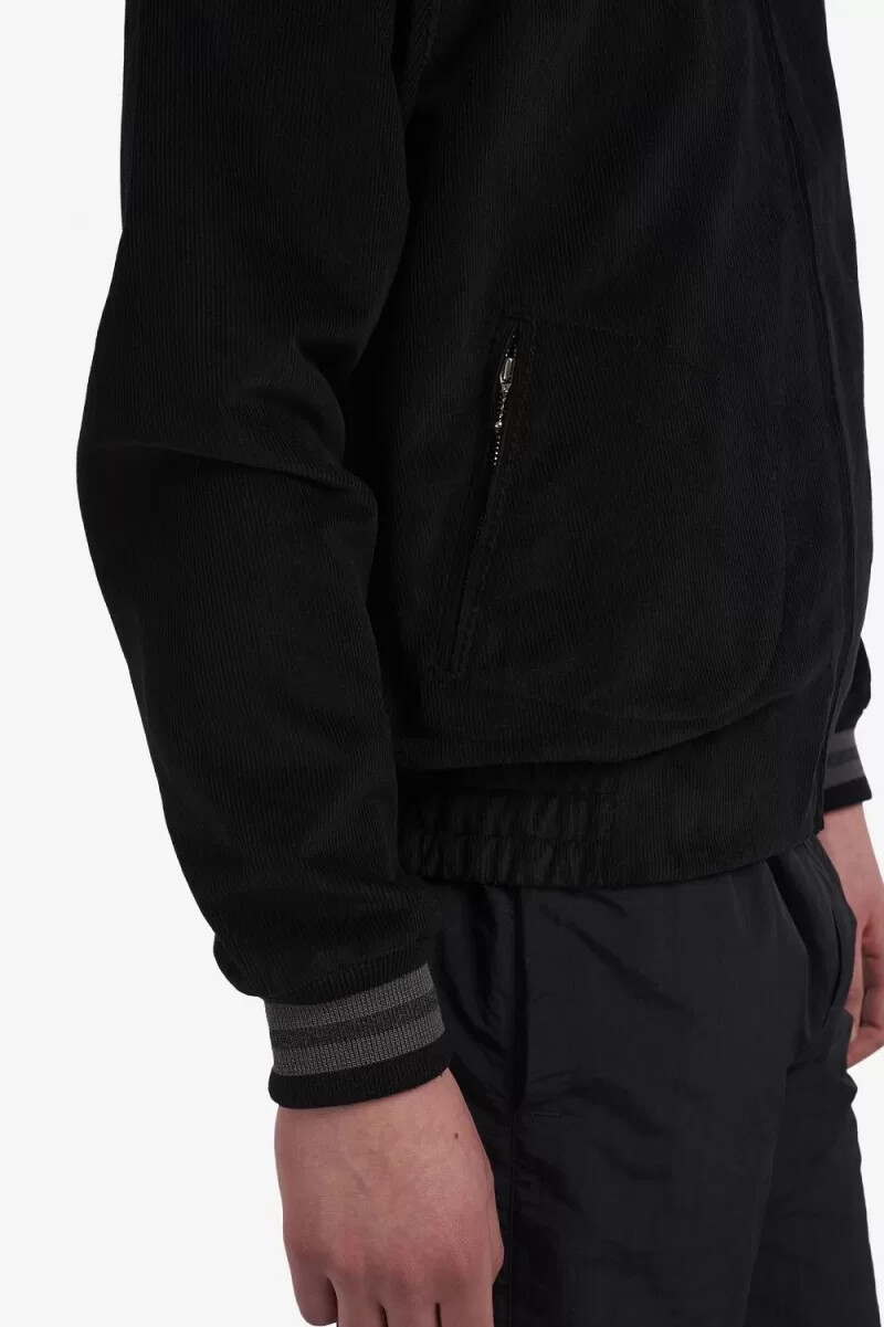 fred perry needlecord tennis bomberjacke für herren schwarz