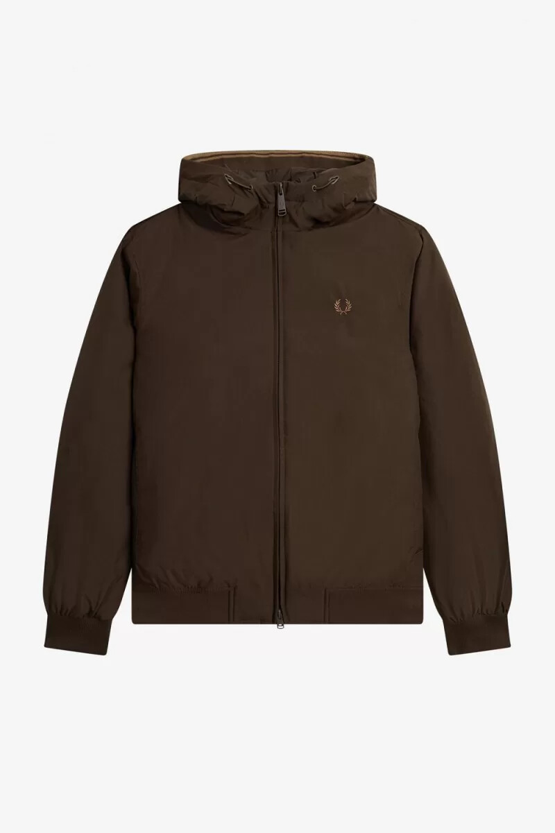 fred perry wattierte kapuzenjacke brentham für herren farbe burnt tobacco