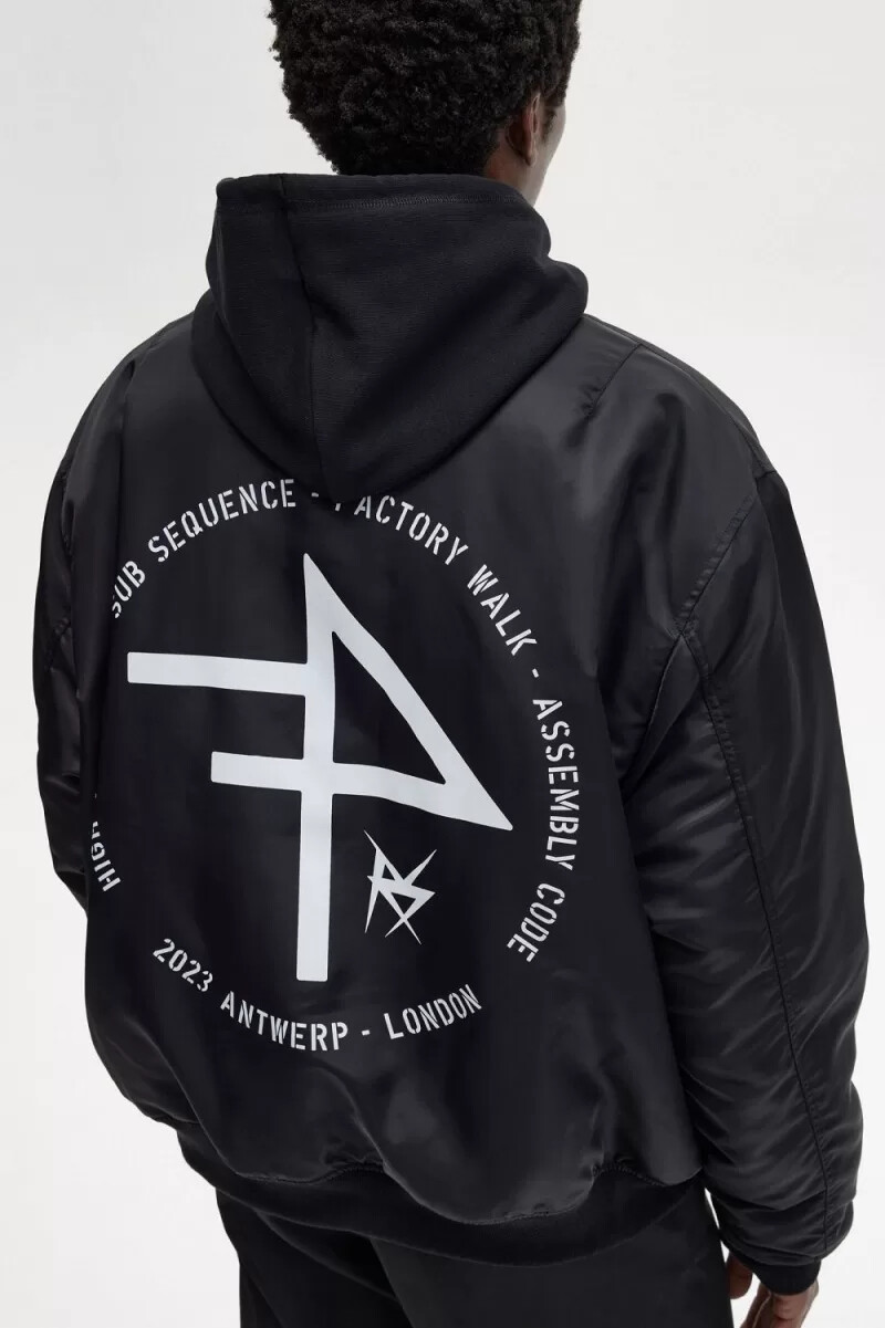 fred perry herren-fliegerjacken mit print schwarz