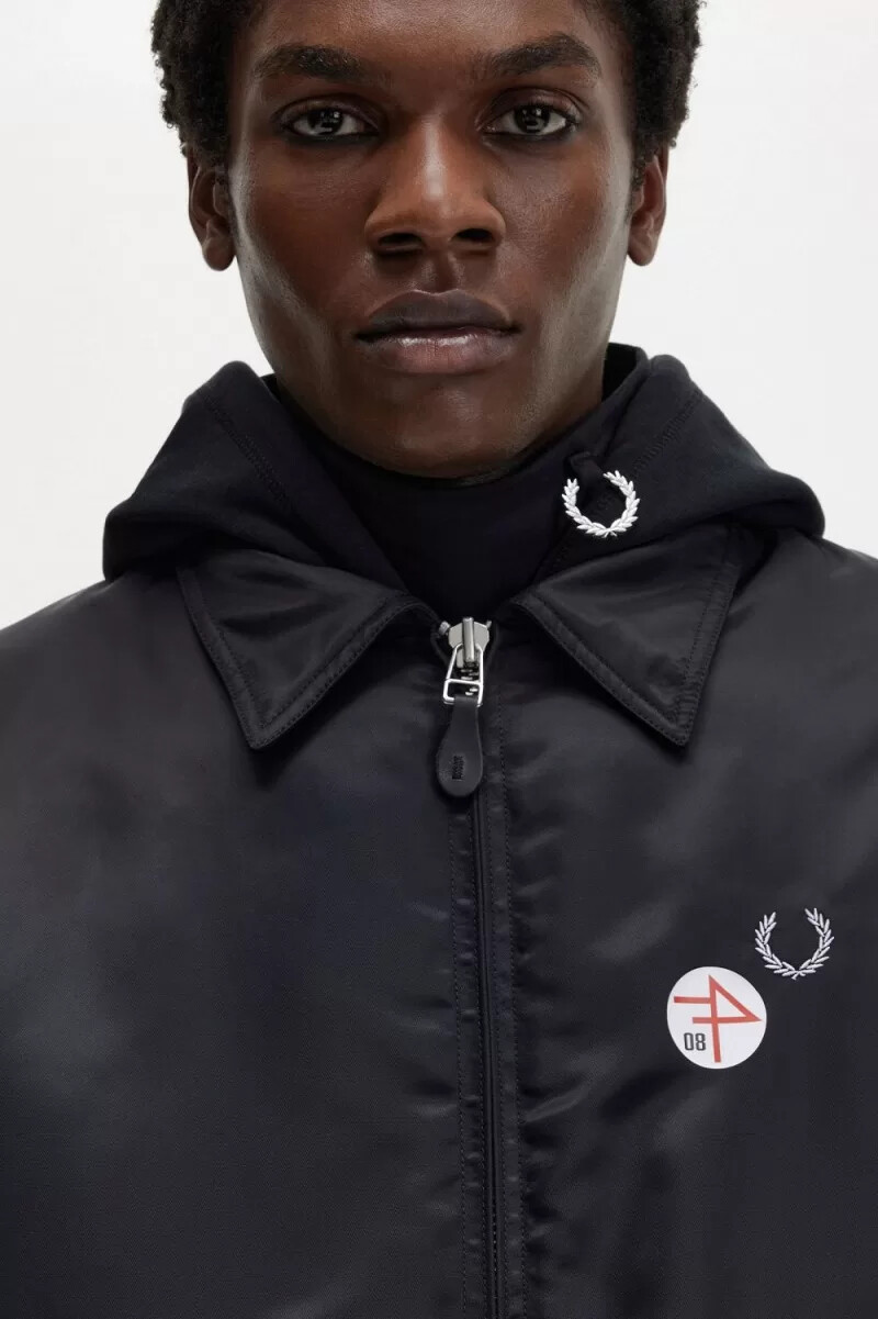 fred perry herren-fliegerjacken mit print schwarz