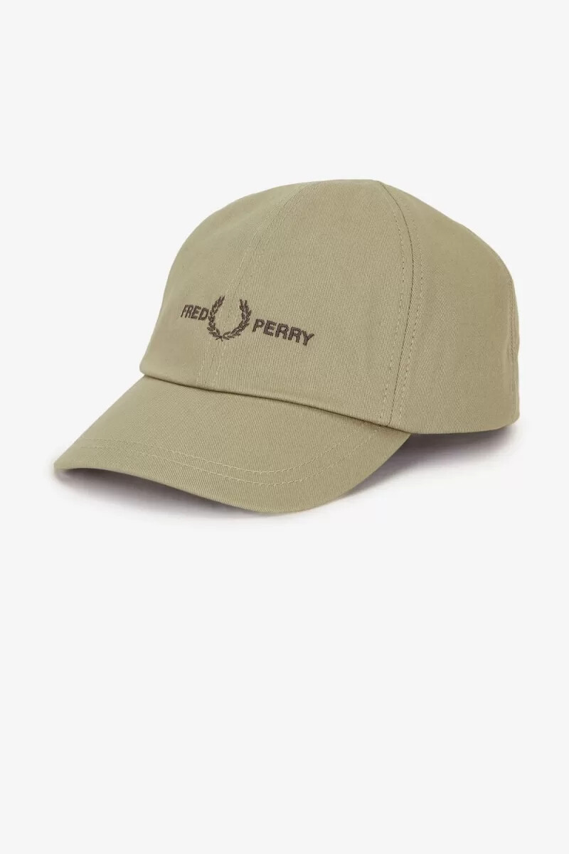 fred perry herren-caps aus twill mit grafikprint warmgrau