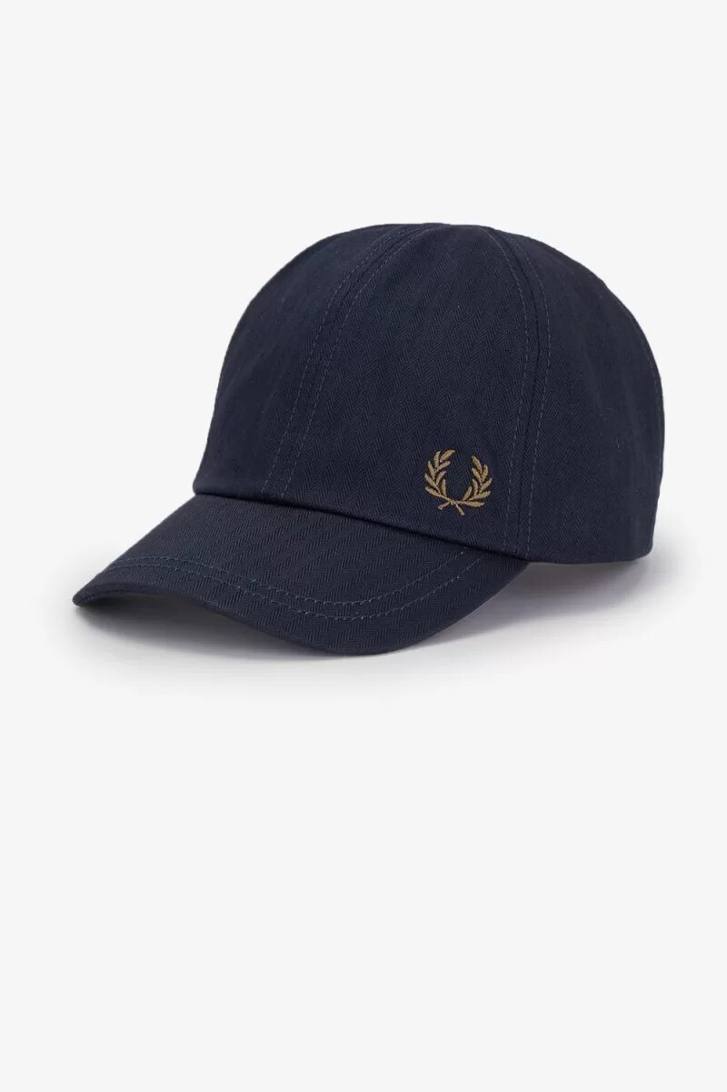 fred perry herren-caps mit fischgrätmuster marineblau