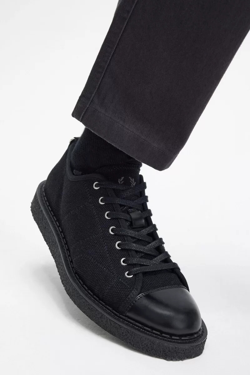 fred perry canvas monkey herren-sneaker schwarz