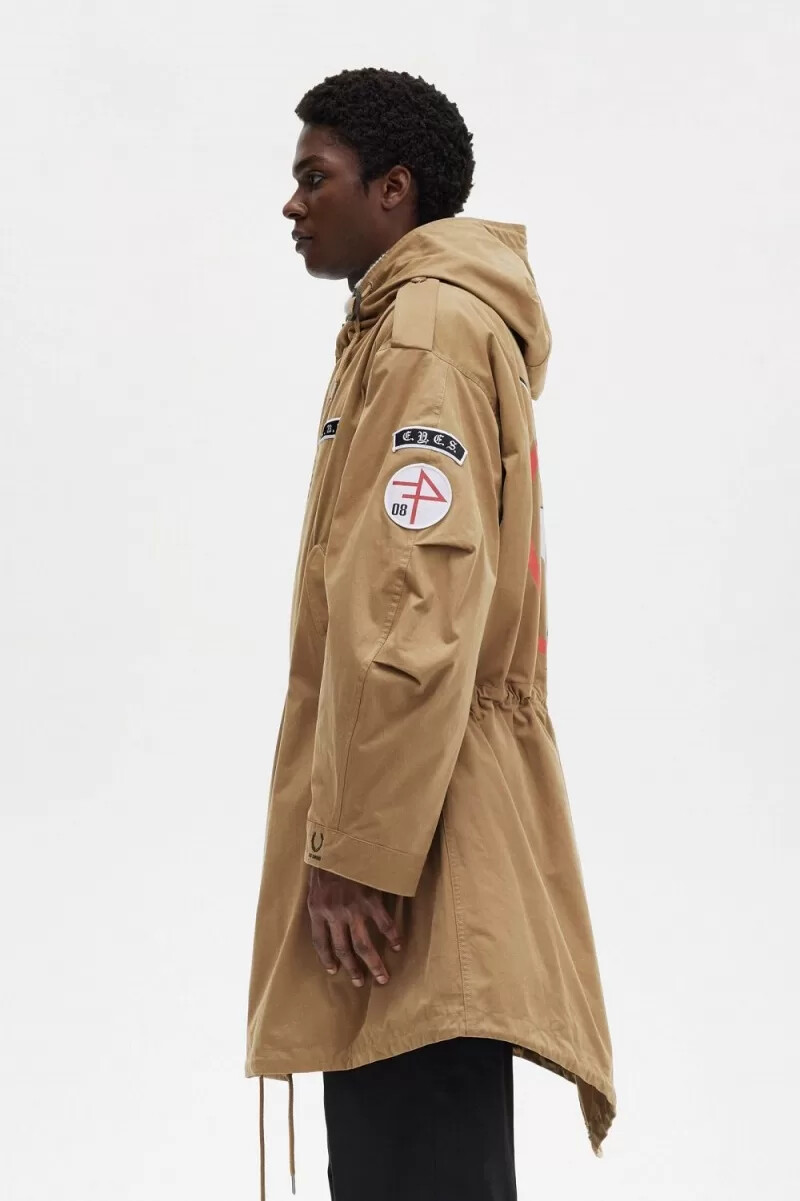 fred perry herrenparka mit print grün