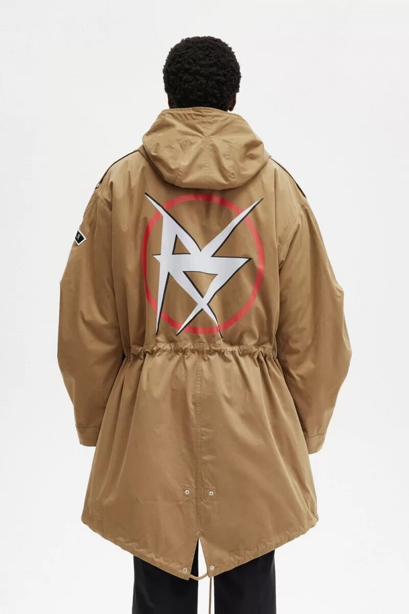fred perry herrenparka mit print grün