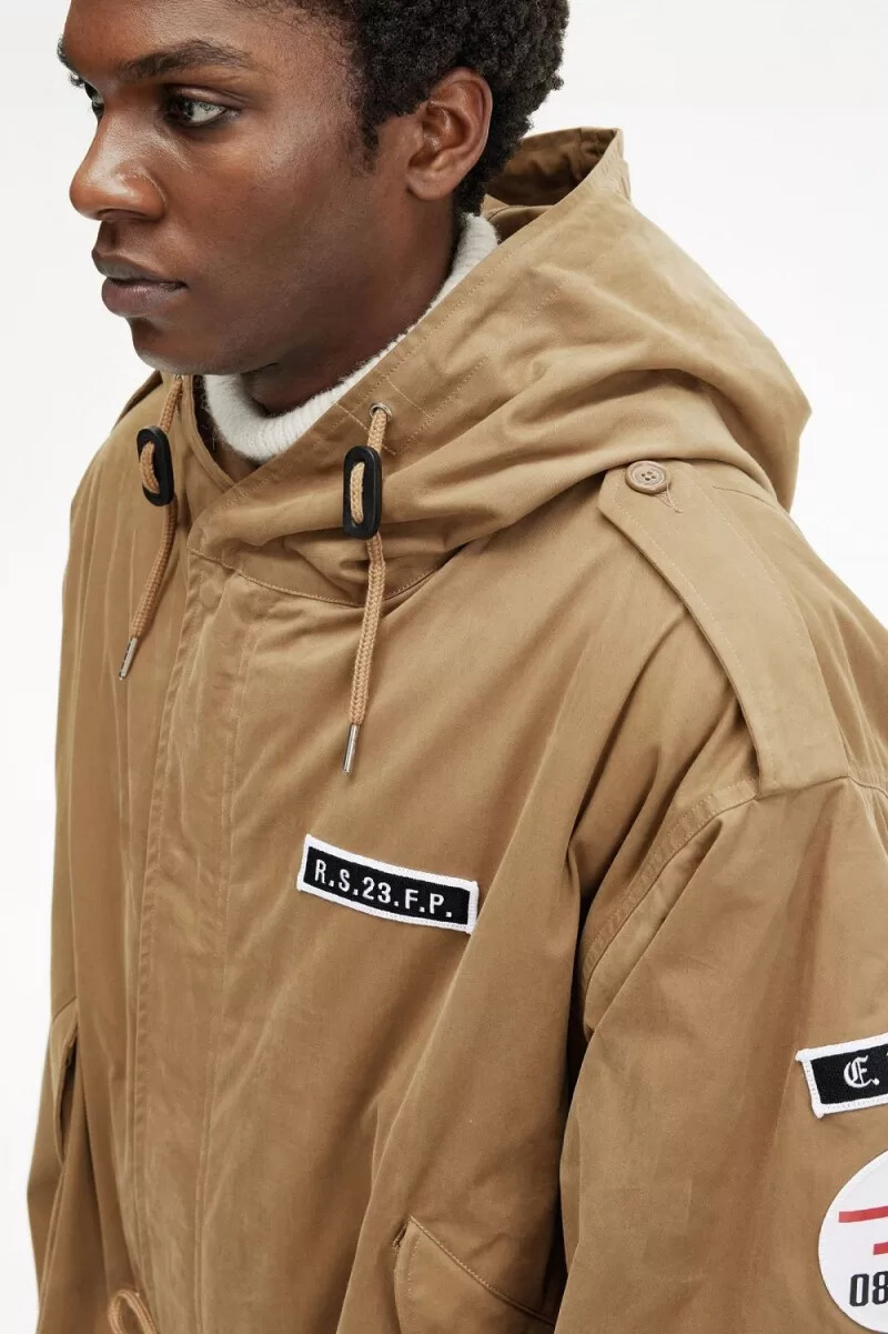 fred perry herrenparka mit print grün