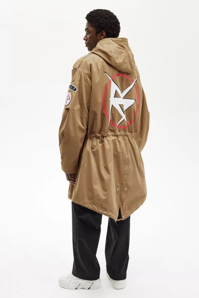 fred perry herrenparka mit print grün