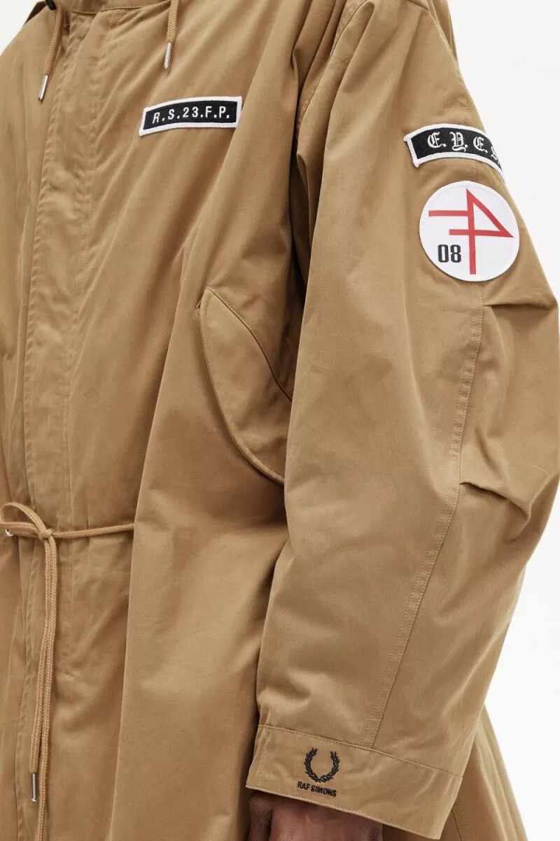 fred perry herrenparka mit print grün