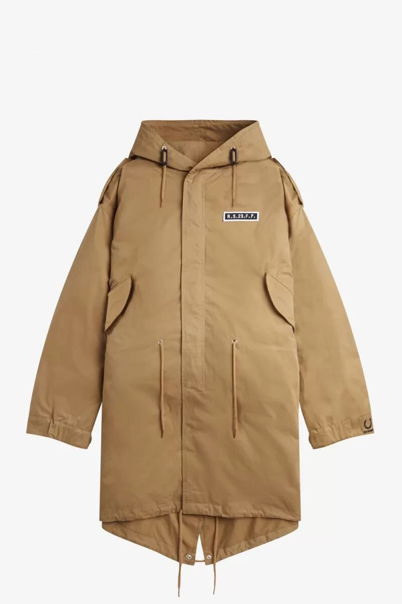 fred perry herrenparka mit print grün