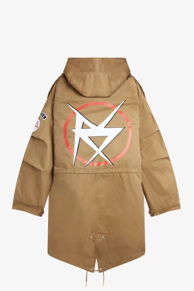 fred perry herrenparka mit print grün