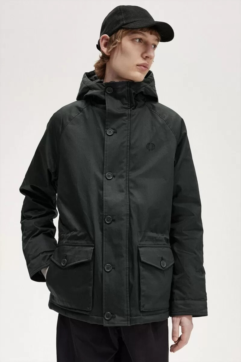 fred perry short snorkel herrenparka nachtgrün