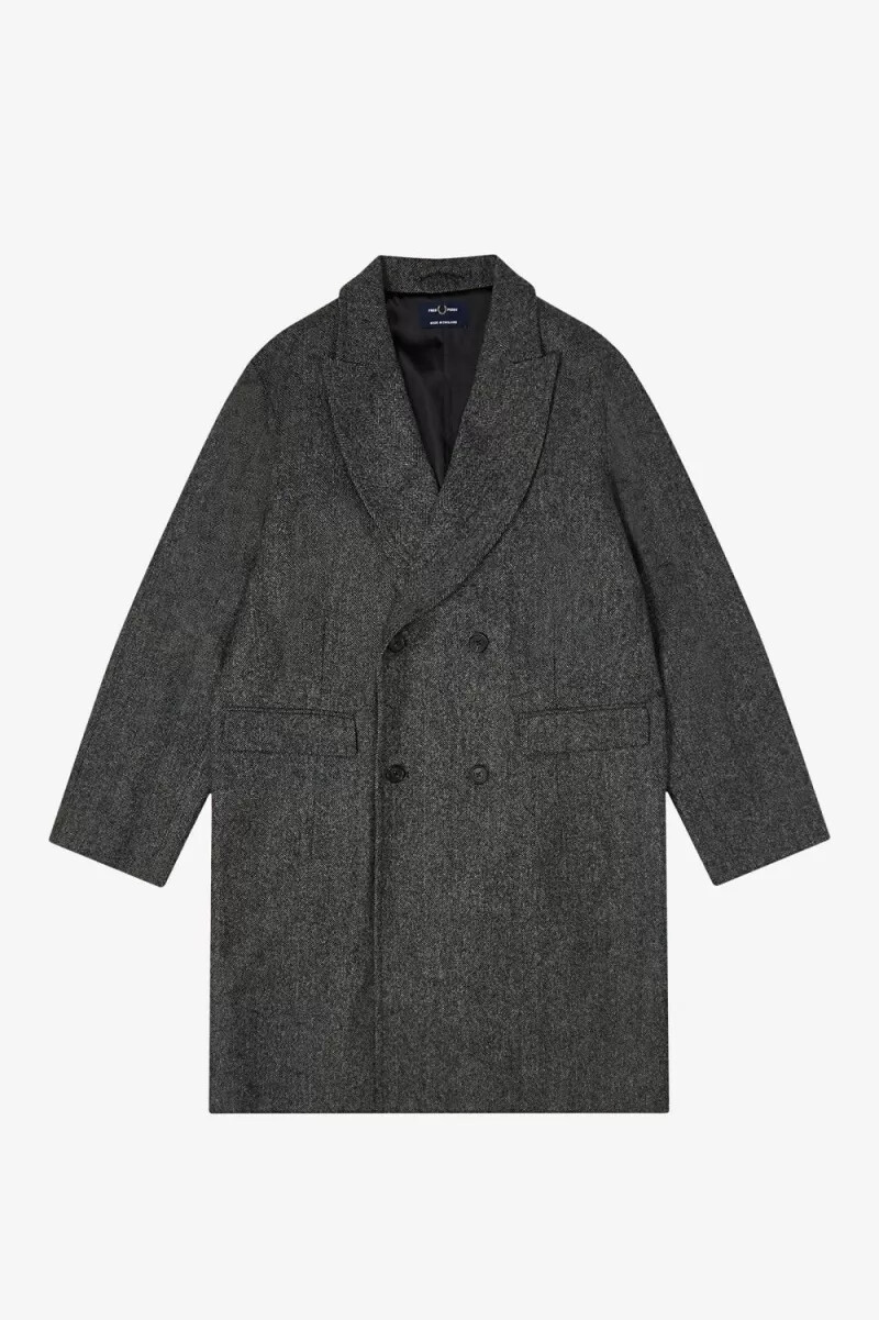 fred perry herren-parka zweireihig schwarz