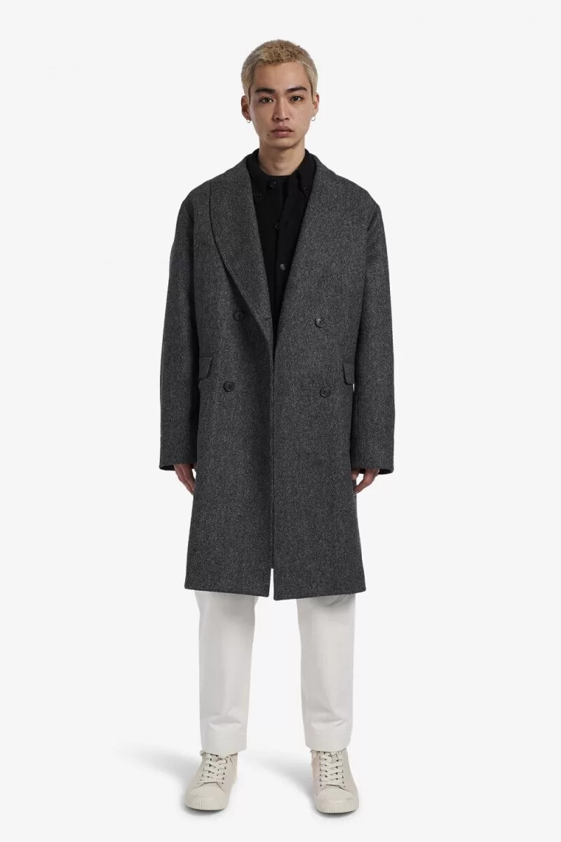 fred perry herren-parka zweireihig schwarz