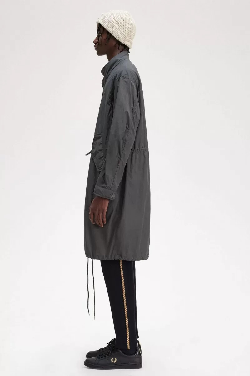 fred perry herrenparka mit geradem saum gunmetal