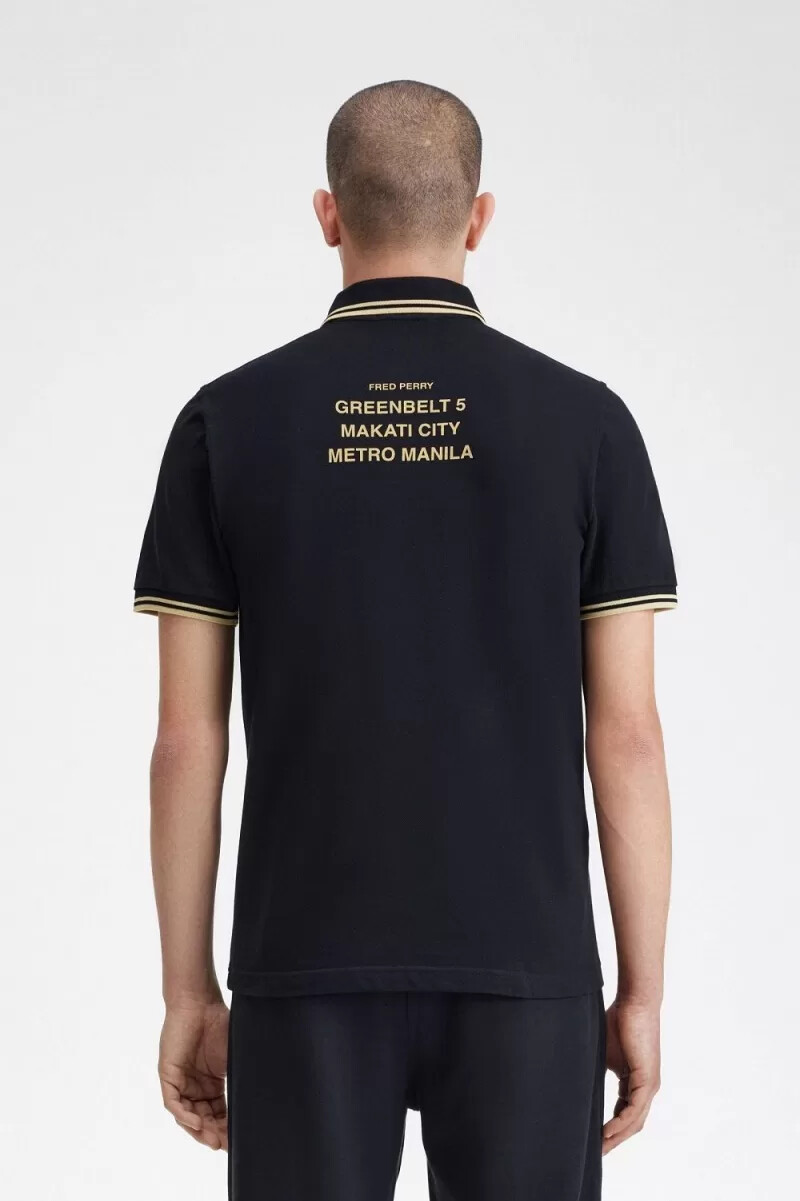 fred perry makati m12 herren-poloshirt schwarz champagner
