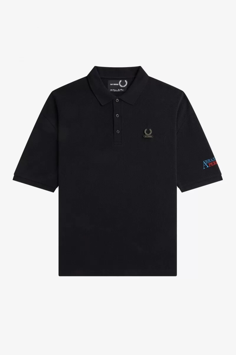 schwarzes fred perry poloshirt für herren mit stickerei