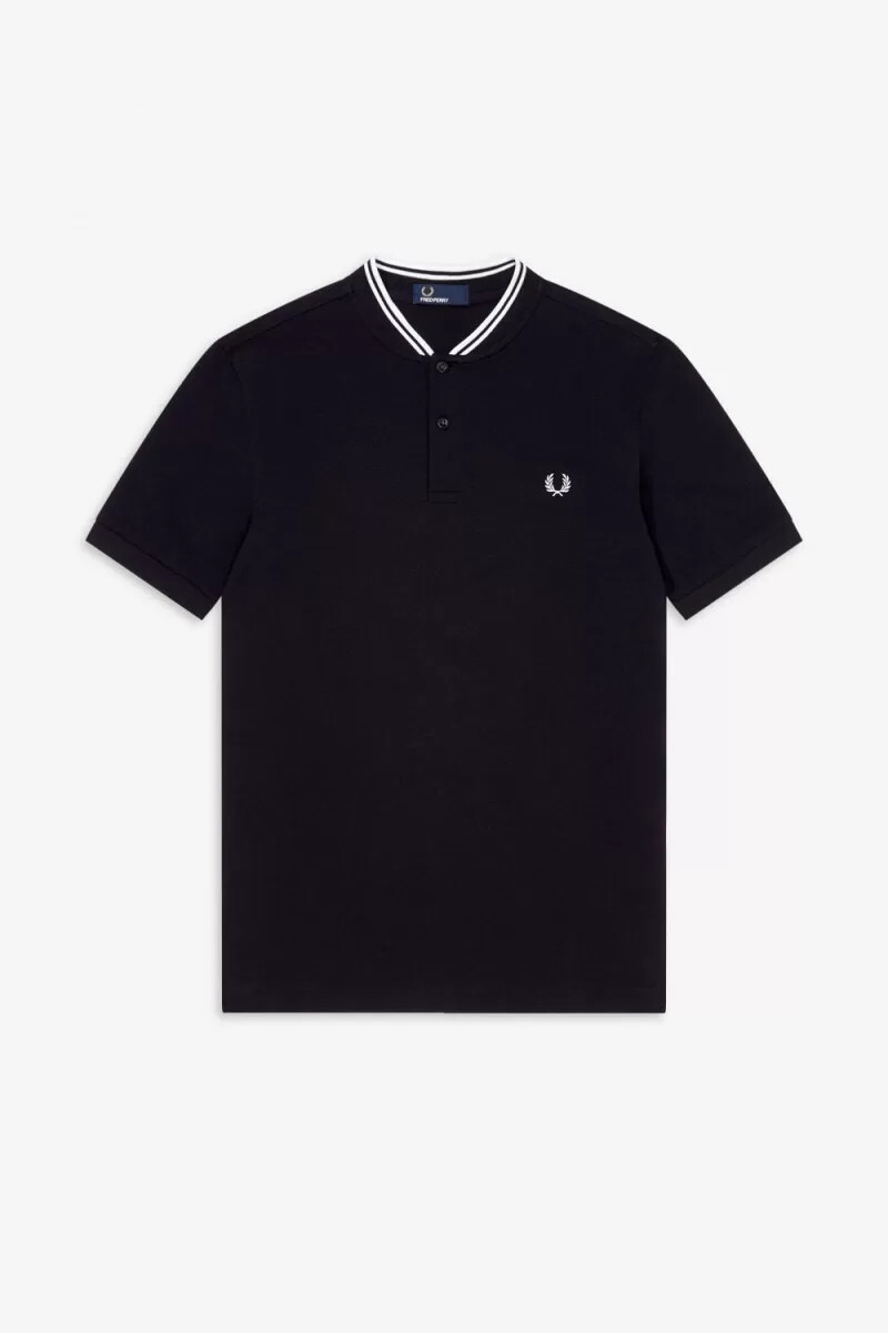 fred perry herren-polohemd mit bomberkragen schwarz
