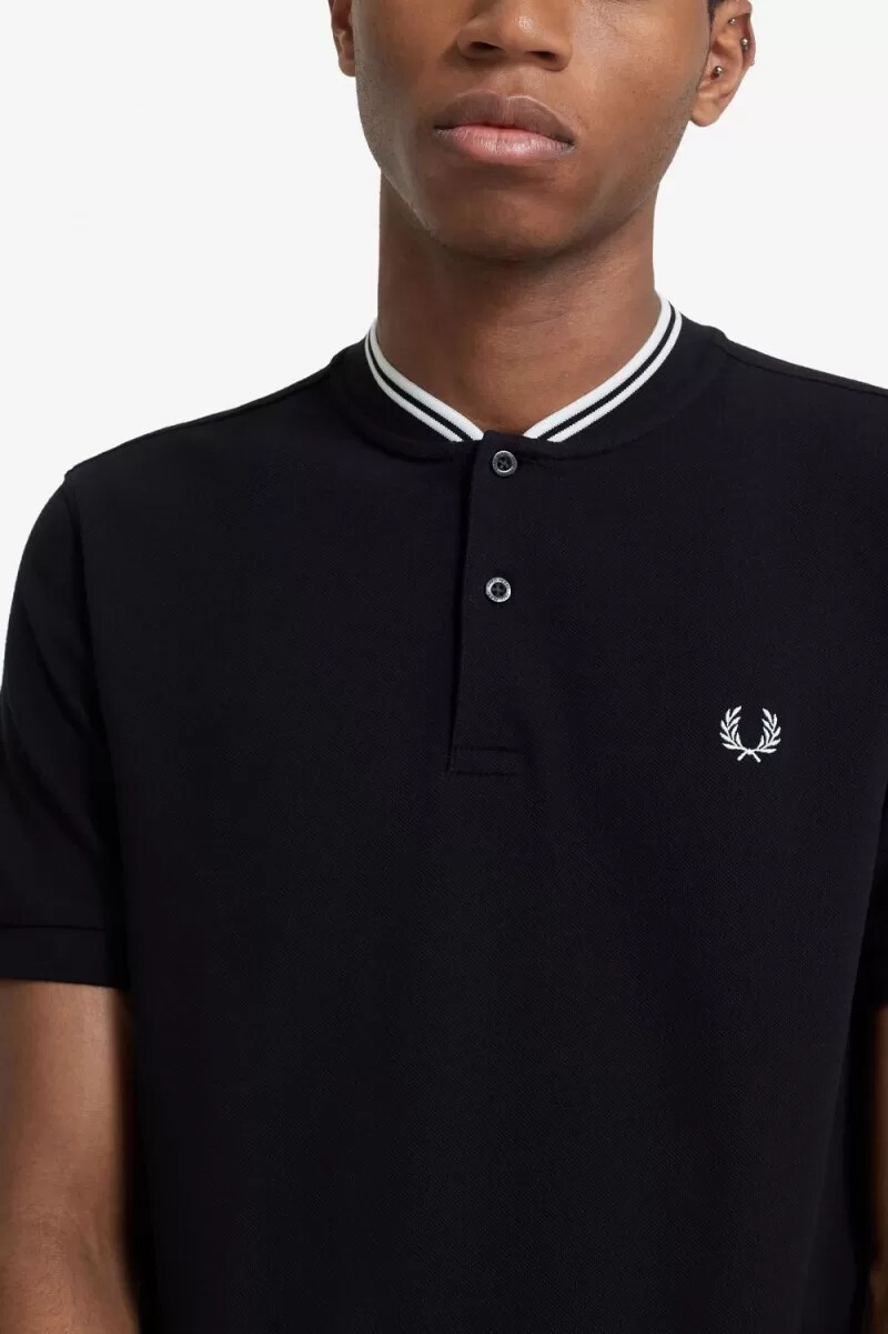 fred perry herren-polohemd mit bomberkragen schwarz