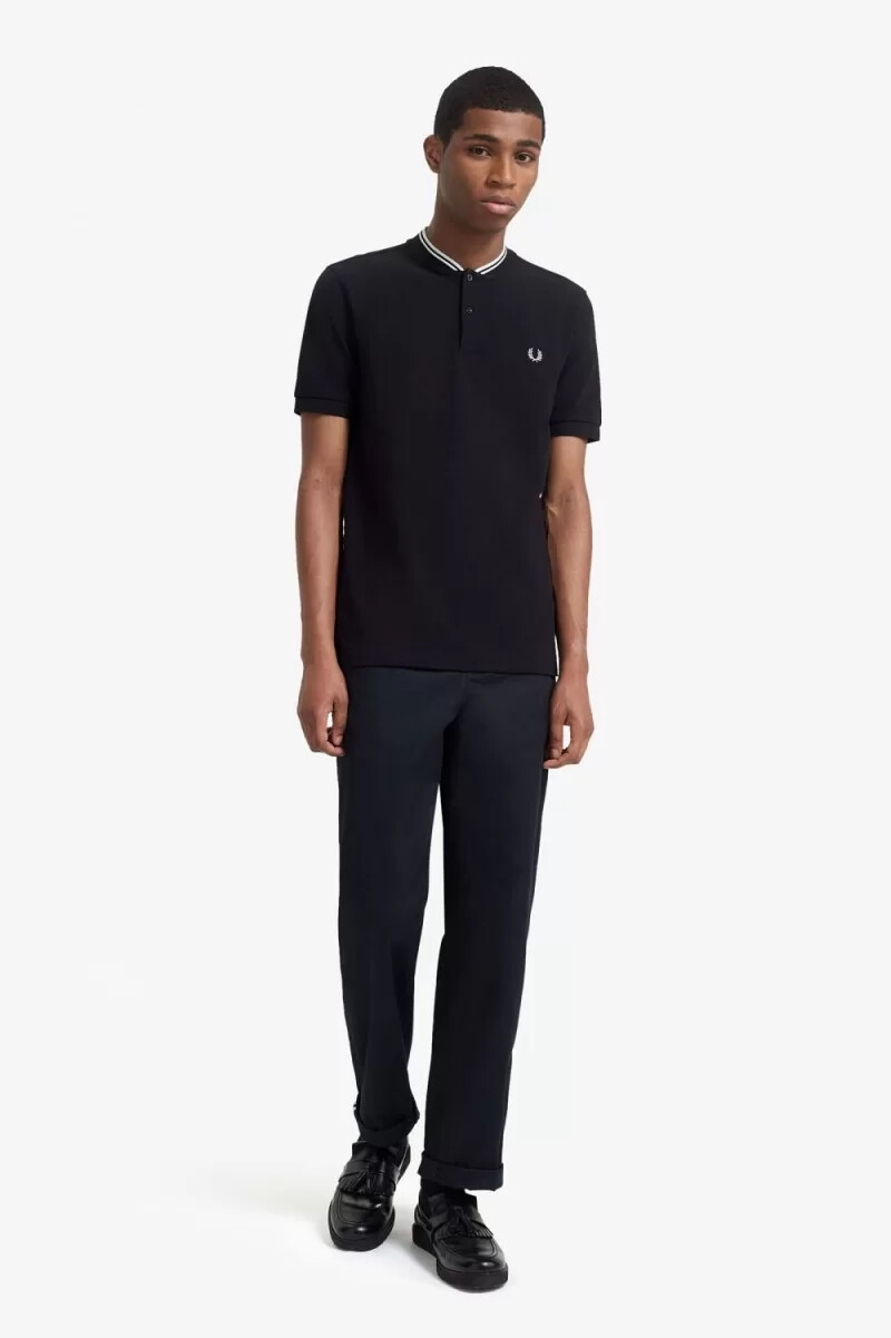 fred perry herren-polohemd mit bomberkragen schwarz
