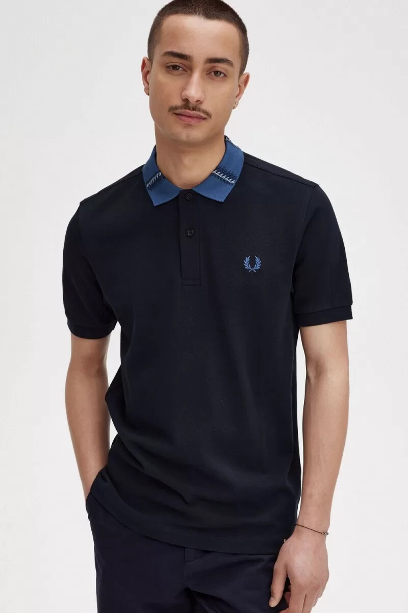 fred perry poloshirt mit grafikkragen für herren marineblau