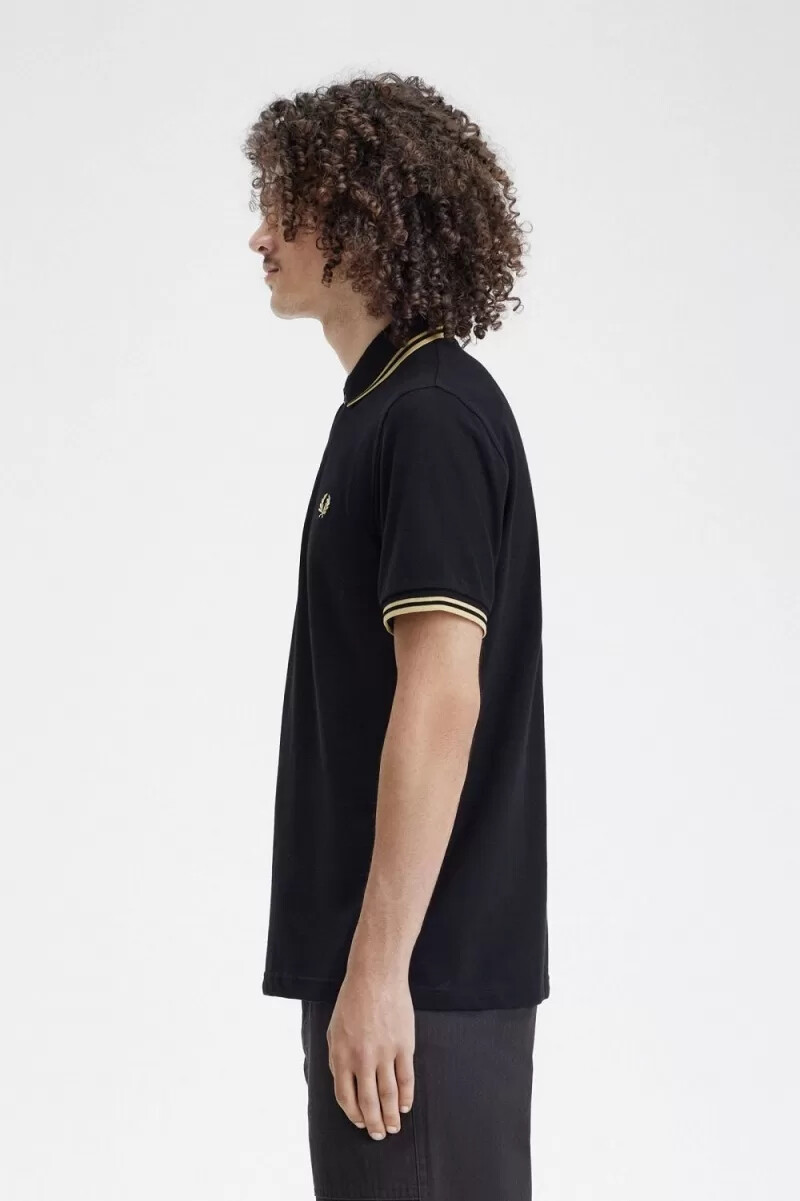 fred perry shanghai m12 herren-poloshirt schwarz champagner