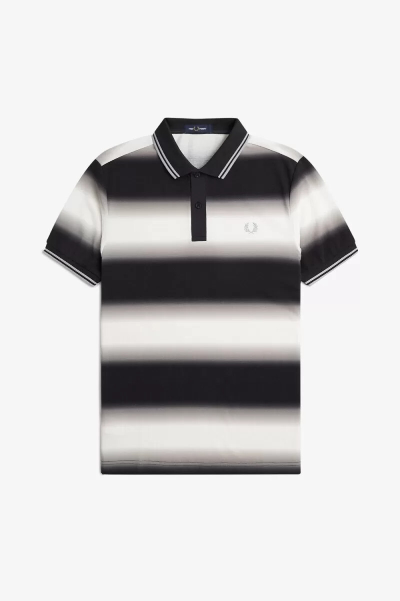 fred perry herren-poloshirt mit farbverlauf und streifen schneeweiß
