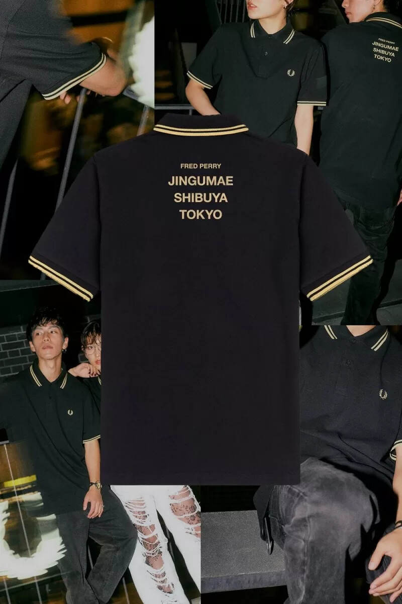 fred perry tokyo m12 herren-poloshirt schwarz champagner