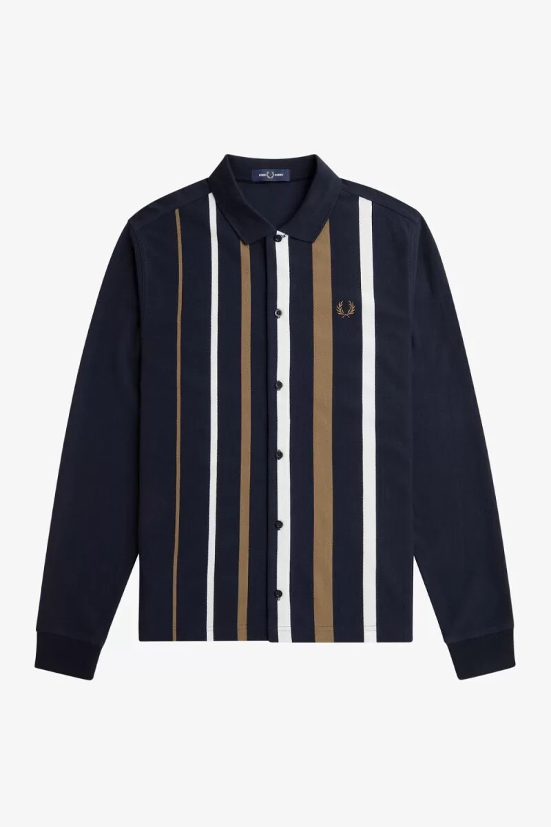 fred perry langarm-poloshirt mit farbverlaufstreifen für herren marineblau