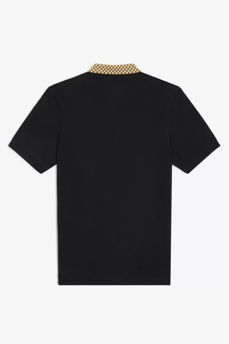 fred perry poloshirt mit kariertem kragen für herren schwarz