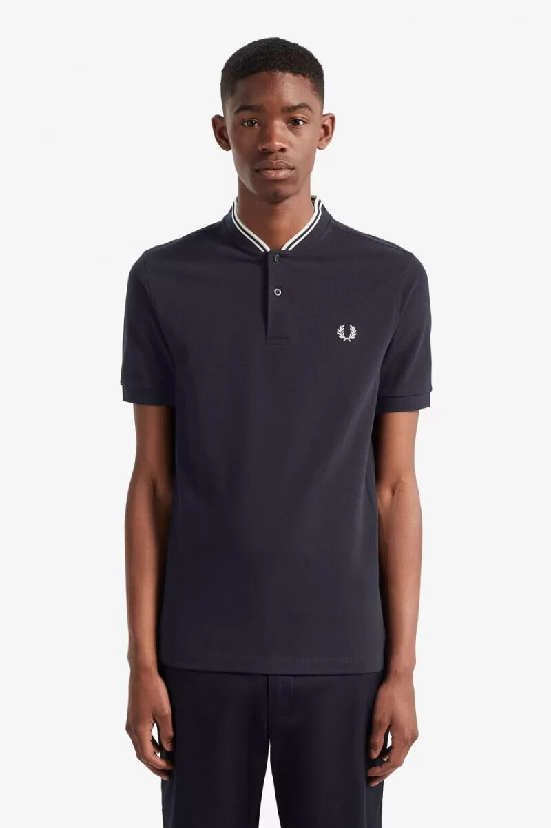 fred perry herren-polohemd mit bomberkragen marineblau