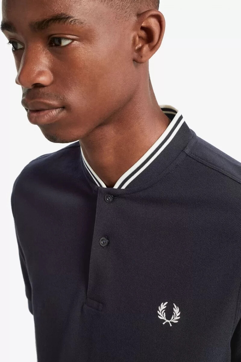 fred perry herren-polohemd mit bomberkragen marineblau